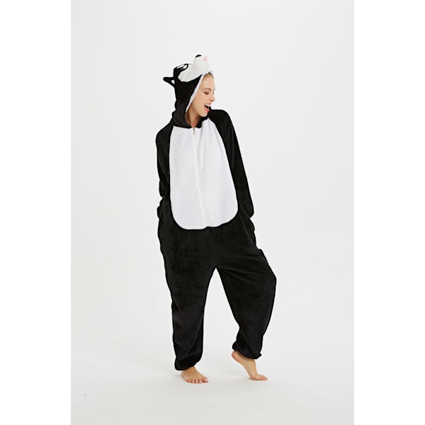 Söt tecknad anime djur pyjamas pyjamas för män och kvinnor black Husky M