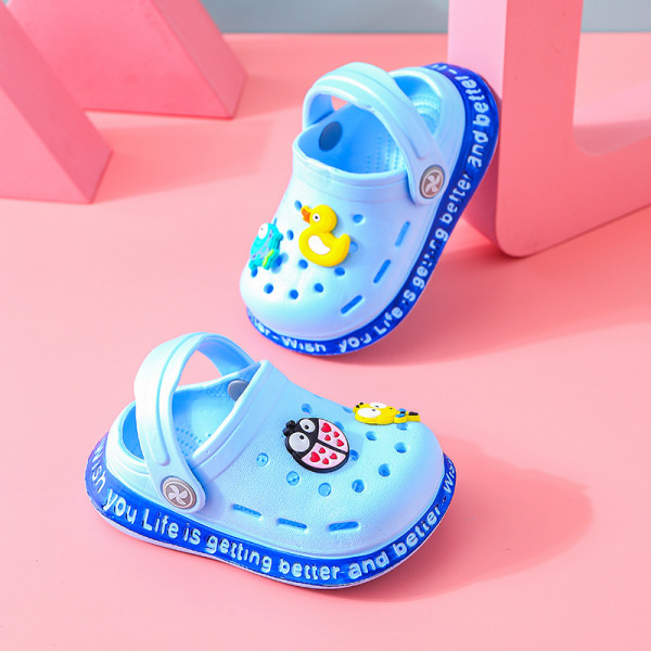 Baby Walking Cartoon Baotou Hole Shoes Soft Sole Beach Length inside17.5cm 29#sky blue