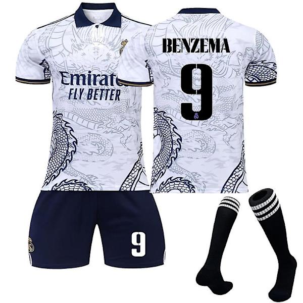 Säsong 22-23 Real Madrid Dragon Pattern Fotbollströja BENZEMA 9 XS