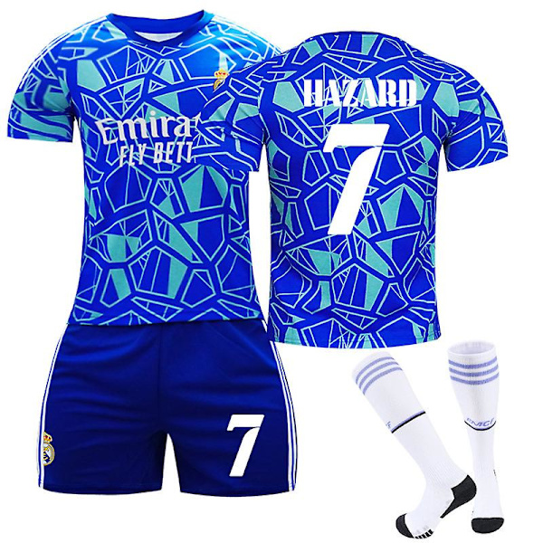 22/23 Real Madrid Goalkeeper Edition Fotbollströja Set HAZARD 7 Kids 24(130-140CM)