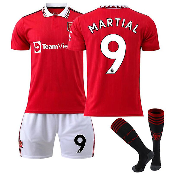 22-23 Red Devils Home No.9 Anthony Martial Fotbollsuniformer Set M