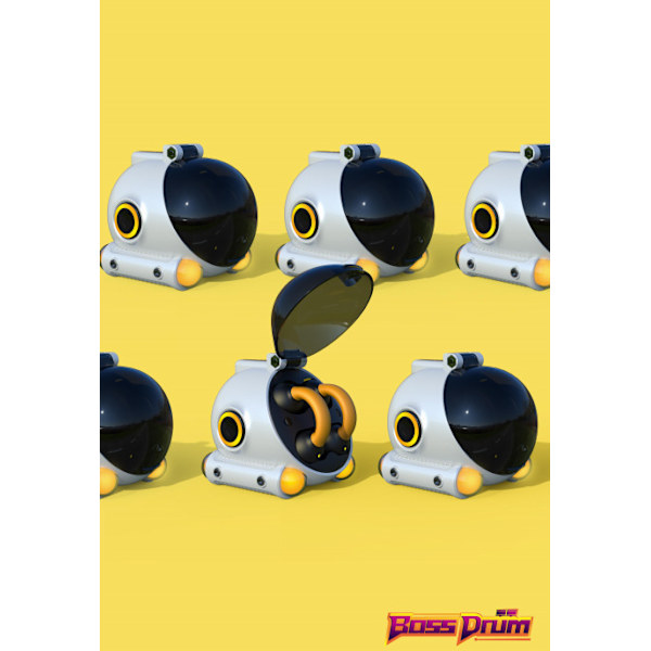 CD-9 Mini Submarine Cool Long Range Earclip Bluetooth hörlurar White yellow submarine style