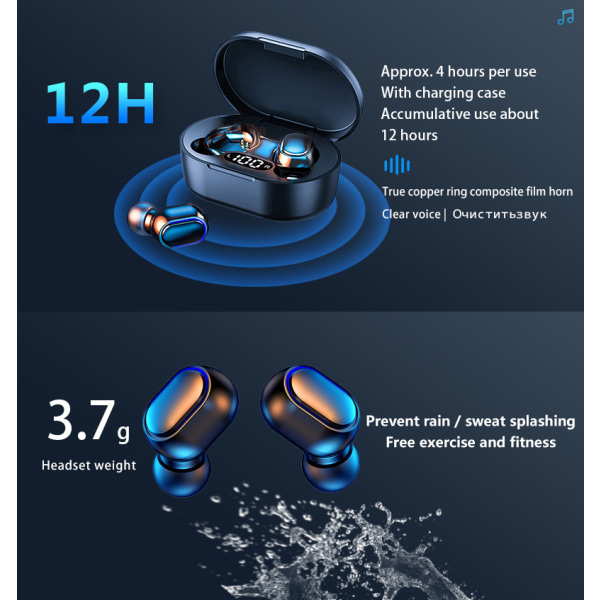 Mini TWS True Wireless 5.0 Bluetooth In Ear Macaron A7S öronproppar black A12 pro