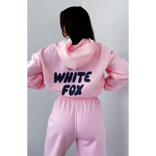 Varm tröja 2- set bokstaven VOL.3 WHITE Fox New Top Hoodies Pink L#