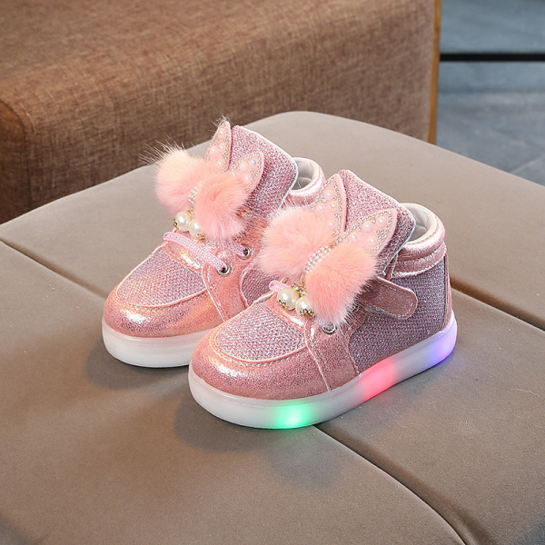 Barn Flickor Färgglada Diamond Light Shoes Cartoon Baby Shoes pink 22#
