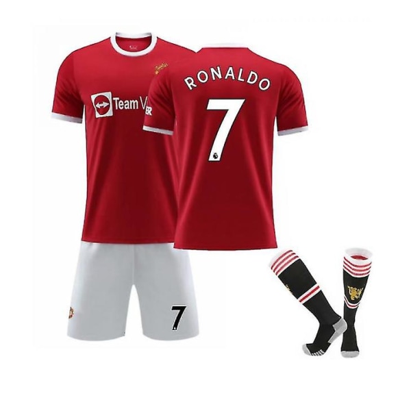 Cristiano Ronaldo 7 tröja hemma Manchester fotboll T-shirts Set M