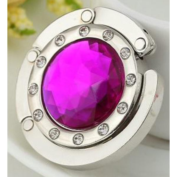 Bärbar praktisk vikbar kristallväska hängare bordskant påskrok crystal purse hook Deep purple