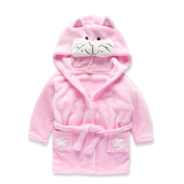 Pojkar flickor pyjamas Baby tecknad pyjamas Vinter huva morgonrock Kitty pajamas 110#