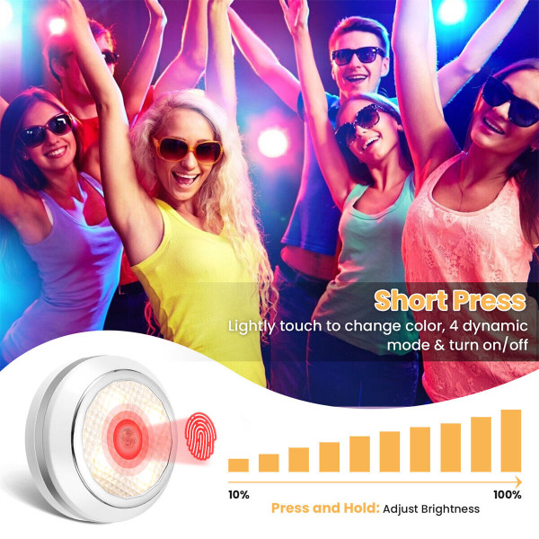 6st RGB LED underskåpsbelysning Dimbar Puck Closet Remote Colorful