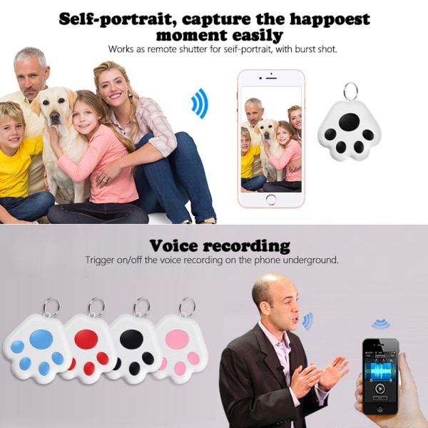 Pet Dog GPS Tracker Anti-Lost Alarm Trådlös Bluetooth nyckelring white 1pcs
