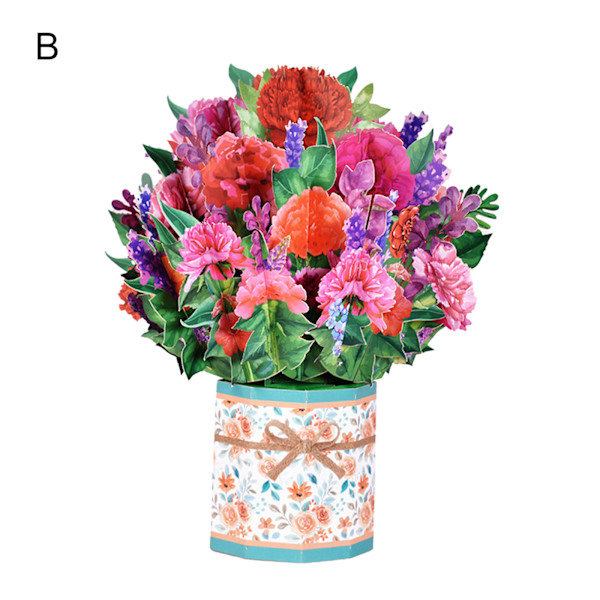 3D Pop Up Hälsning Mors Dag Kort Födelsedag Bukett Blommor B