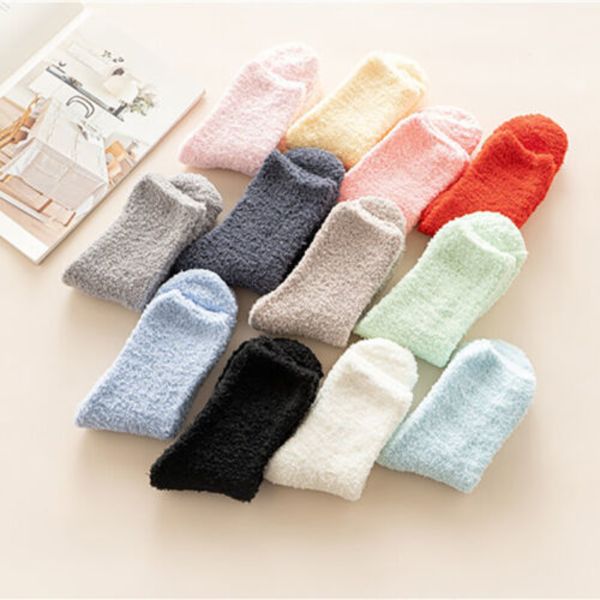 6 Par Dam Mjuka Fluffiga Sängstrumpor Vinter Varm Slipper Sock mix color