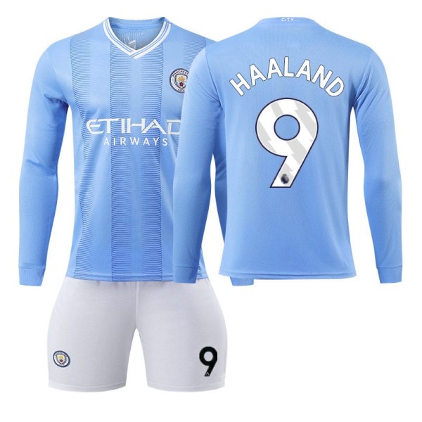 24 Manchester City hemmabarn långärmade fotbollströjor 105-115cm#No.9 18#No socks