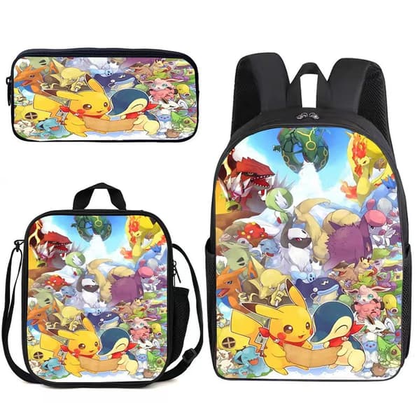 Student Barn Ryggsäck Pocket Monster Väska Söt skolväska Sonic backpack 1 set