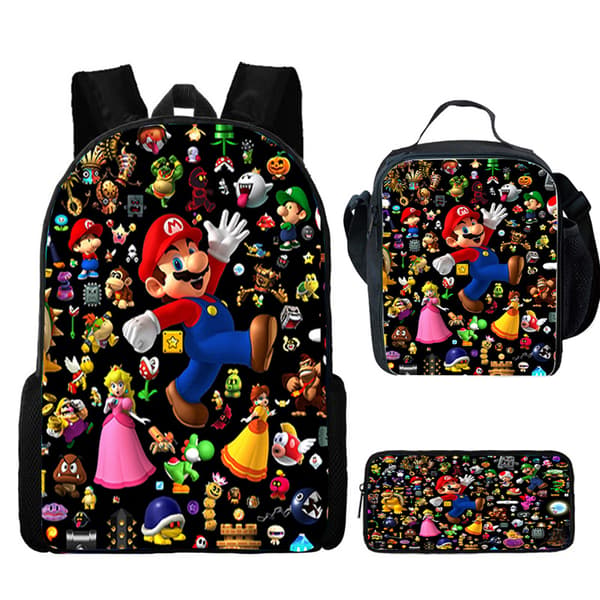 Anime Sonic Case Student Pennväska Lunchväska Ryggsäck Sonic three-piece