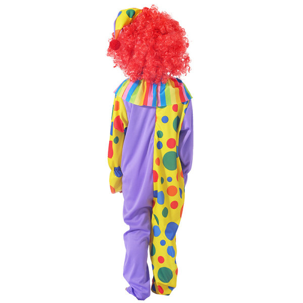 barn Joker Costume COS Costume Dotted Circus Scen Rollspel 130-140cm no wig（XL）
