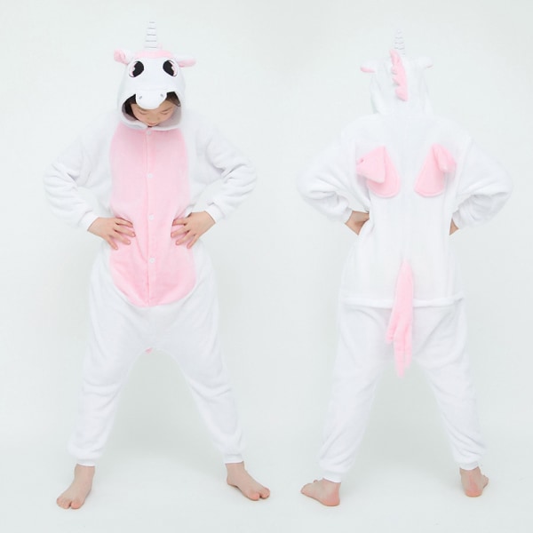Söt tecknad anime djur pyjamas pyjamas för män och kvinnor Pink unicorn M