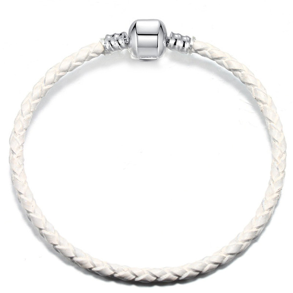 Nytt 3mm äkta läderreparmband för pojkar och flickor 16  3mm white 16cm