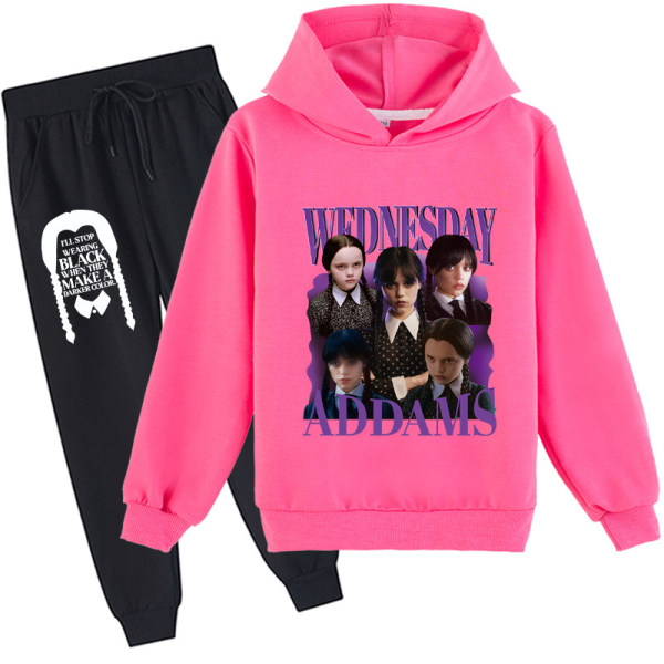 Onsdag Addams printed byxor med hoodie för barn E 100cm