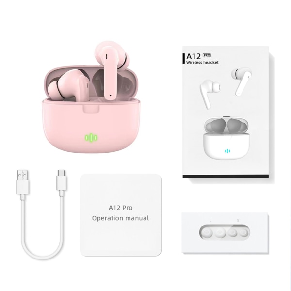 E7S Bluetooth hörlurar Mini TWS True Wireless 5.0 Bluetooth pink A12 pro