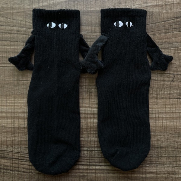 Magnetic TrendSock Couples Hold Hands Socks Roliga Mid tube Socks black 1 pair