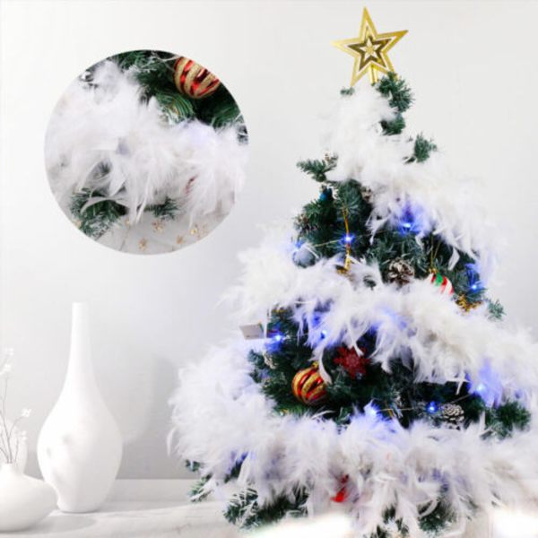 Julgran White Feather Boa Strip Ribbon Party Garland 2M 2m