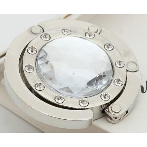 Bärbar praktisk vikbar kristallväska hängare bordskant påskrok crystal purse hook white