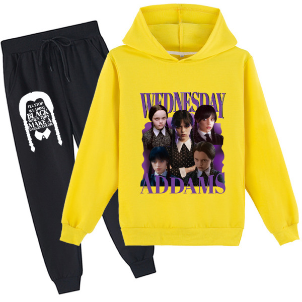 Onsdag Addams printed byxor med hoodie för barn G 100cm