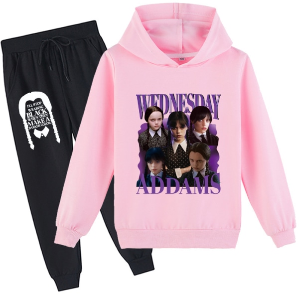 Onsdag Addams printed byxor med hoodie för barn D 100cm