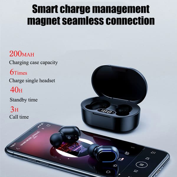 E7S Bluetooth hörlurar Mini TWS True Wireless 5.0 Bluetooth black E6 PRO