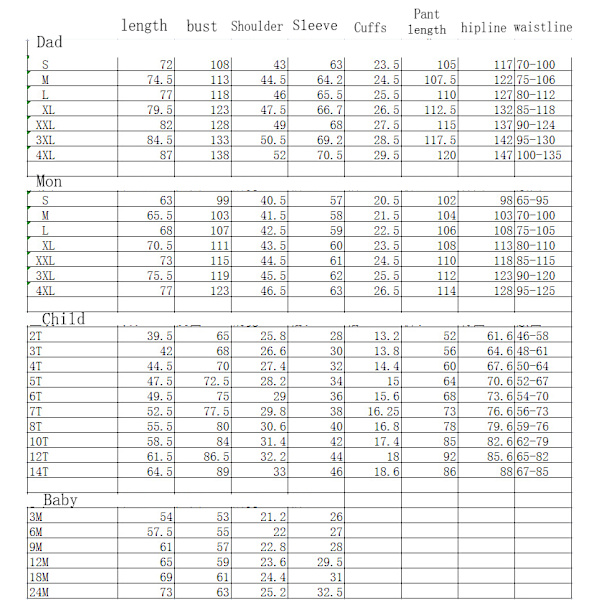 Jul förälder barn kläder pyjamas familj klädsel red dad M