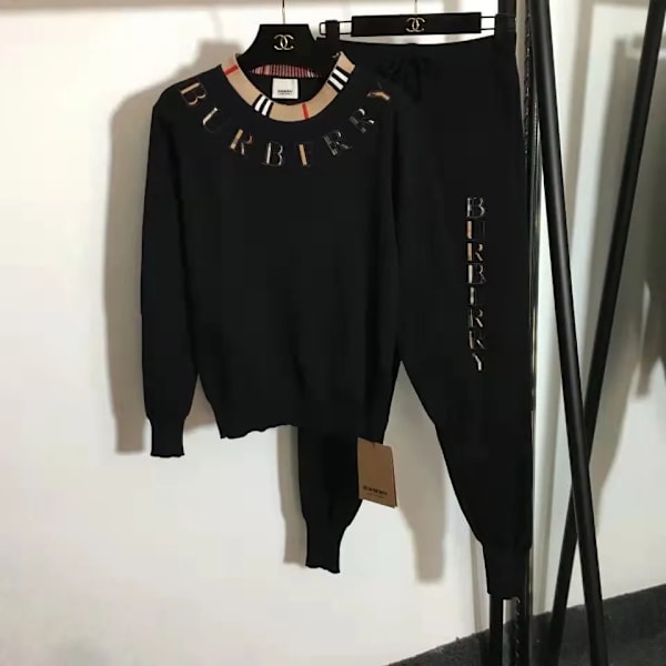 Höst och vinter Långärmad Casual Sports Set 2023 Stickat Set M#khaki 47.5kg-52.5kg