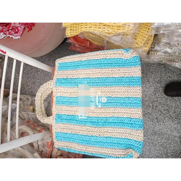 Internet kändis gräs vävd väska, handväska strandväska daglig väska Color 8 39*36cm