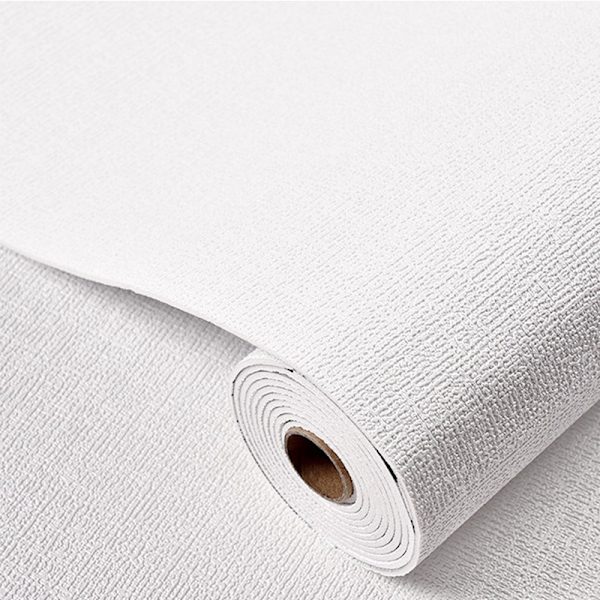 Kiselgur lertapet självhäftande vattentät fuktsäker Linen pattern white 280x50cm
