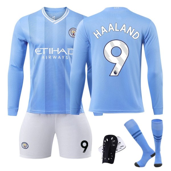 24 Manchester City hemma fotbollströja för vuxna sätter höstvintern 185-195cm#No.9 XXL#Sock protectors