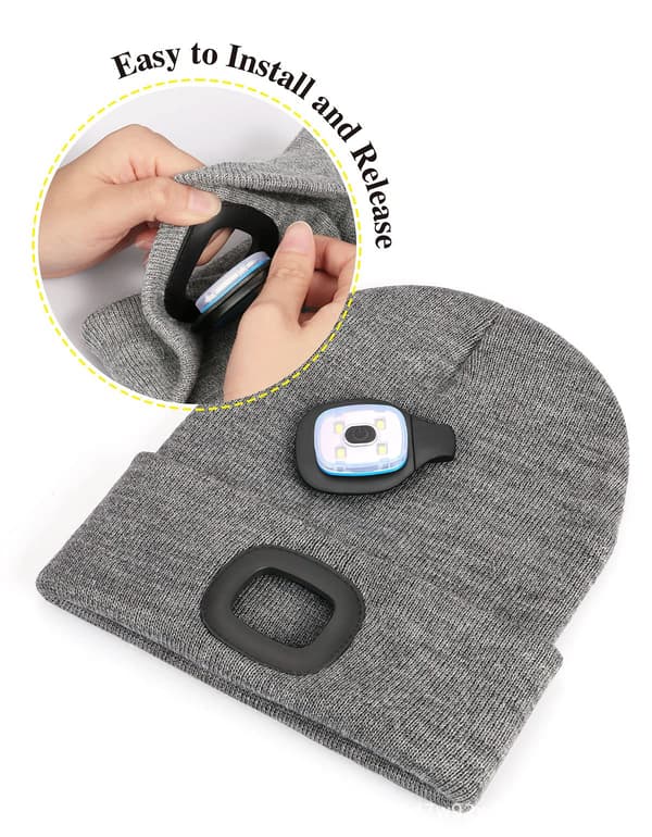 Unisex LED Mössa Hatt Med USB Uppladdningsbart Batteri Hög Powered Black