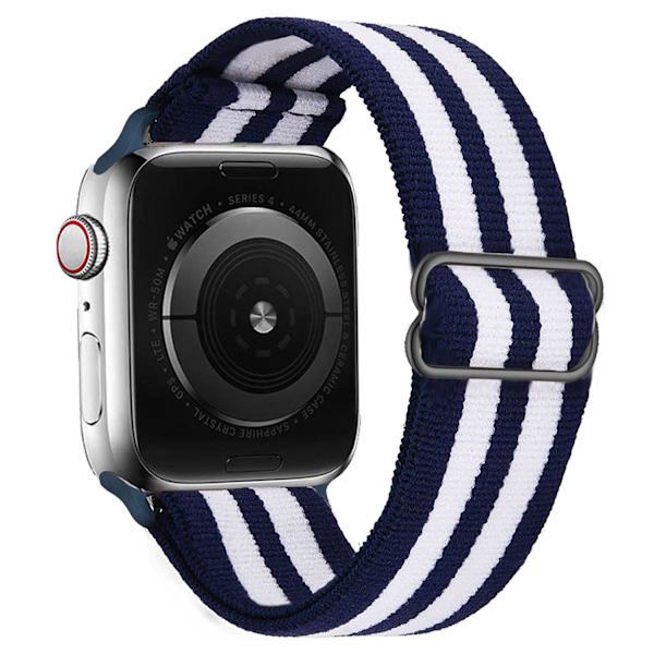 iwatch7new elastisk nylon justerbar elastisk vävd äppelrem Blue and white stripes 38mm40mm41mm