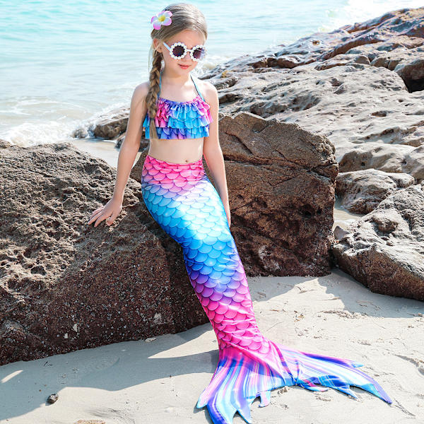 Fishtail baddräkt för barns strand bikini sjöjungfru baddräkt 4-5 years old 110#