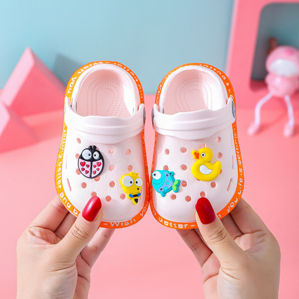 Baby Walking Cartoon Baotou Hole Shoes Soft Sole Beach Length inside14.5cm 23#pink