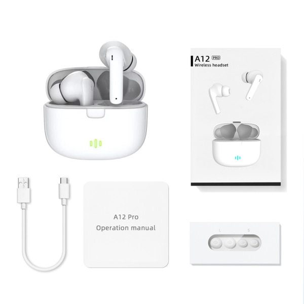Mini TWS True Wireless 5.0 Bluetooth In Ear Macaron A7S öronproppar white A12 pro