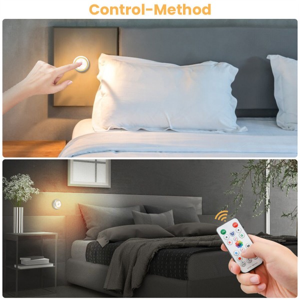 6st RGB LED underskåpsbelysning Dimbar Puck Closet Remote Colorful