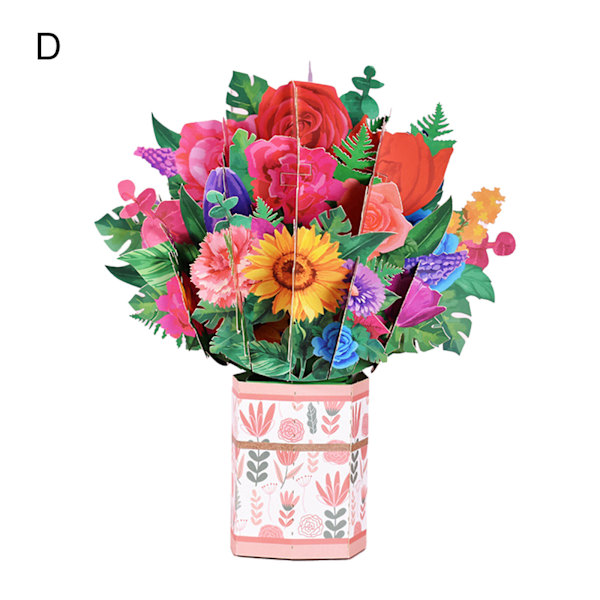 3D Pop Up Hälsning Mors Dag Kort Födelsedag Bukett Blommor D