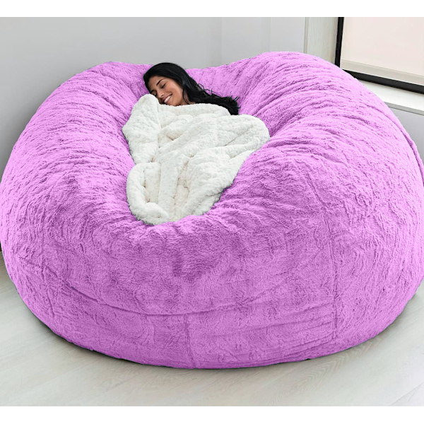 Lazy Sofa Bean Bag Konstgjord päls Bean Bag Bönsoffa Purple