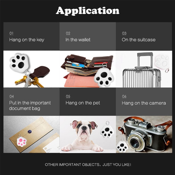 Pet Dog GPS Tracker Anti-Lost Alarm Trådlös Bluetooth nyckelring black 1pcs