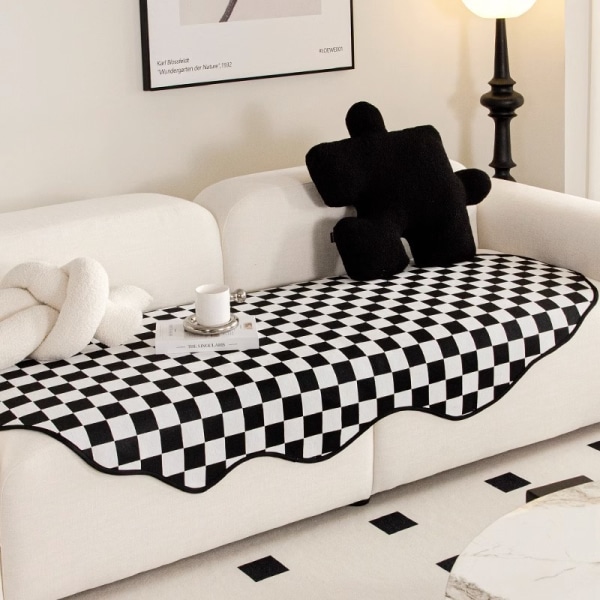 Oregelbundet formad soffkudde enkel modern vardagsrumsdyna Chessboard grid 90*160