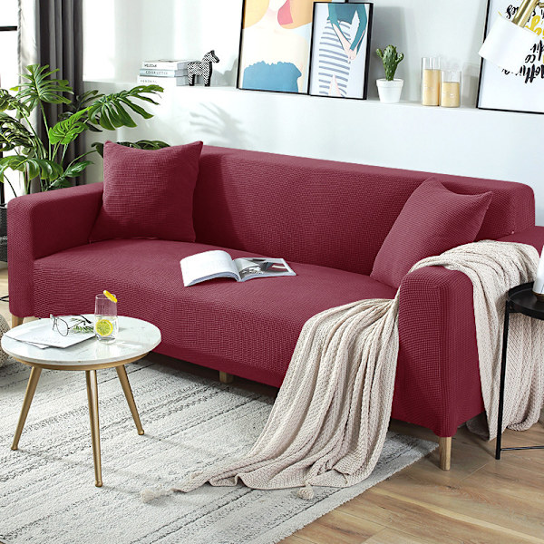 Elastiskt heltäckande sofffodral i cover universal Wine red Single seat 85-135cm