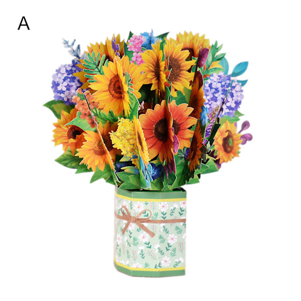 3D Pop Up Hälsning Mors Dag Kort Födelsedag Bukett Blommor A