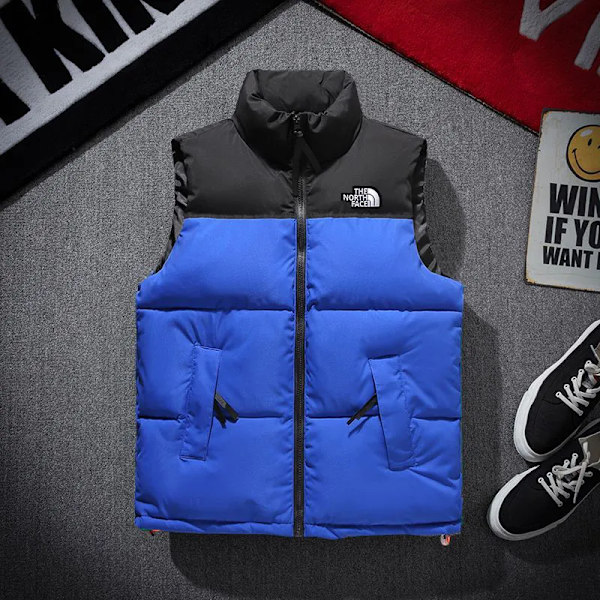 Män väst dun bomullsjacka kvinnor kamisole par bär jacka sapphire blue 4XL#90-100kg