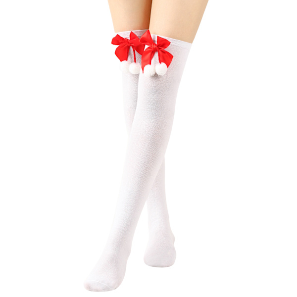 Nya rosett julstrumpor knälånga strumpor semester randiga strumpor white 3pcs