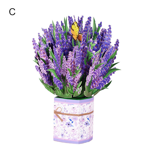 3D Pop Up Hälsning Mors Dag Kort Födelsedag Bukett Blommor C